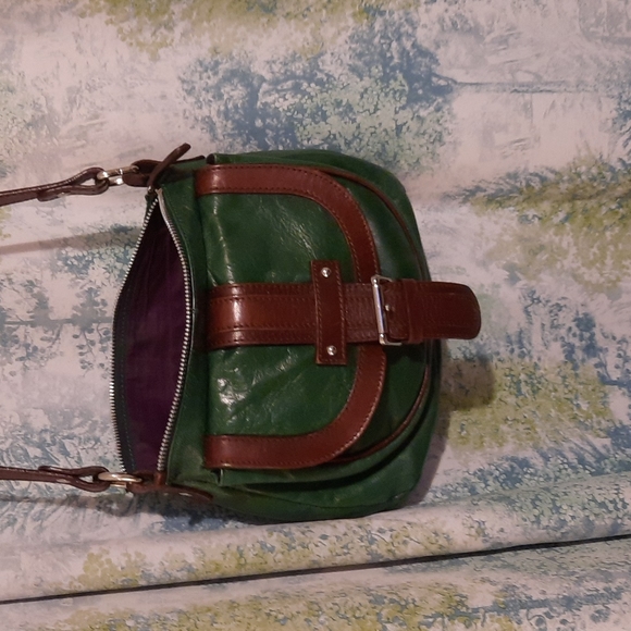 Green and brown vintage y2k Tano Leather crossbody purse Italian leather - Picture 8 of 9